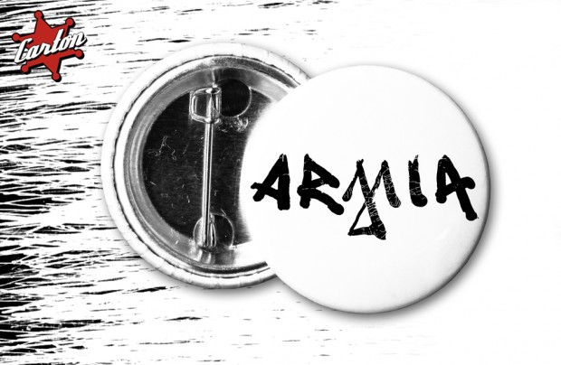 Przypinka ARMIA LOGO (biało-czarna)