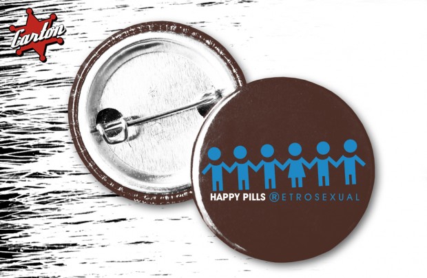 Przypinka HAPPY PILLS RETROSEXUAL brown