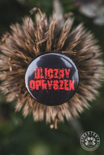 Przypinka ULICZNY OPRYSZEK LOGO red