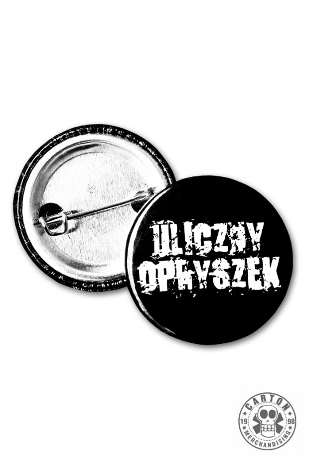 Przypinka ULICZNY OPRYSZEK LOGO white