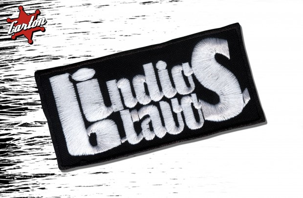 Naszywka INDIOS BRAVOS LOGO PEACE! duże biały napis
